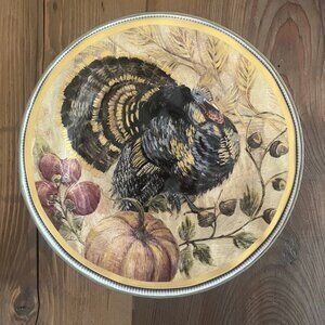 Pottery Barn Fresco Turkey 9" Plates Set Of 4 Thanksgiving Discontinued NIB